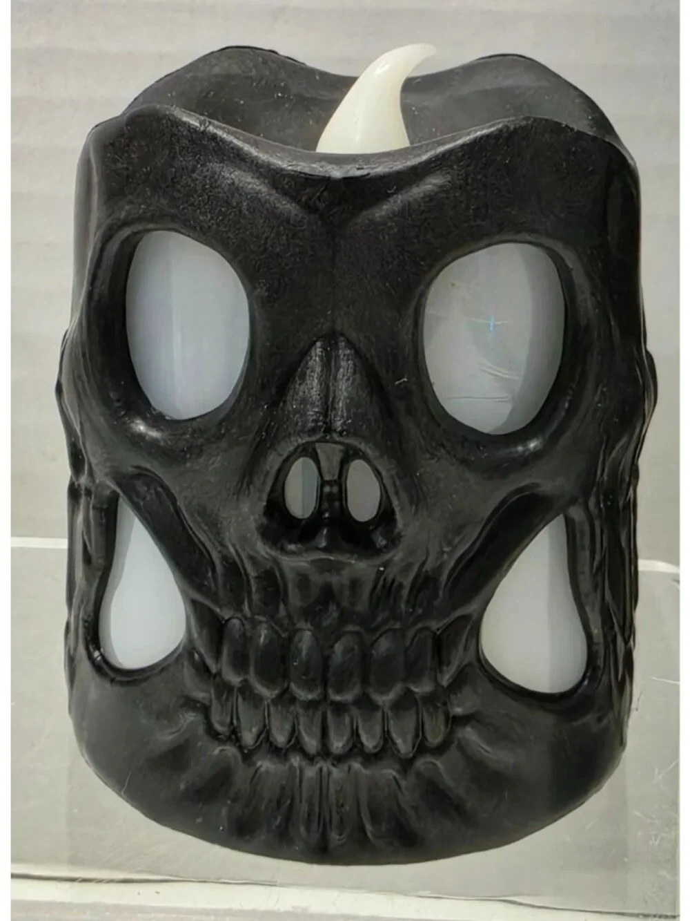 Halloween Skull Décor Lot Light Up Candle Iridescent Ceramic Gothic Mirror